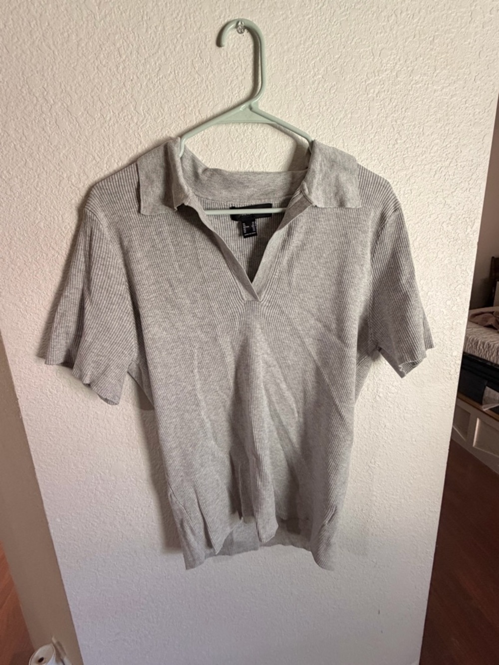 Women’s Gray Ribbed Polo Shirt